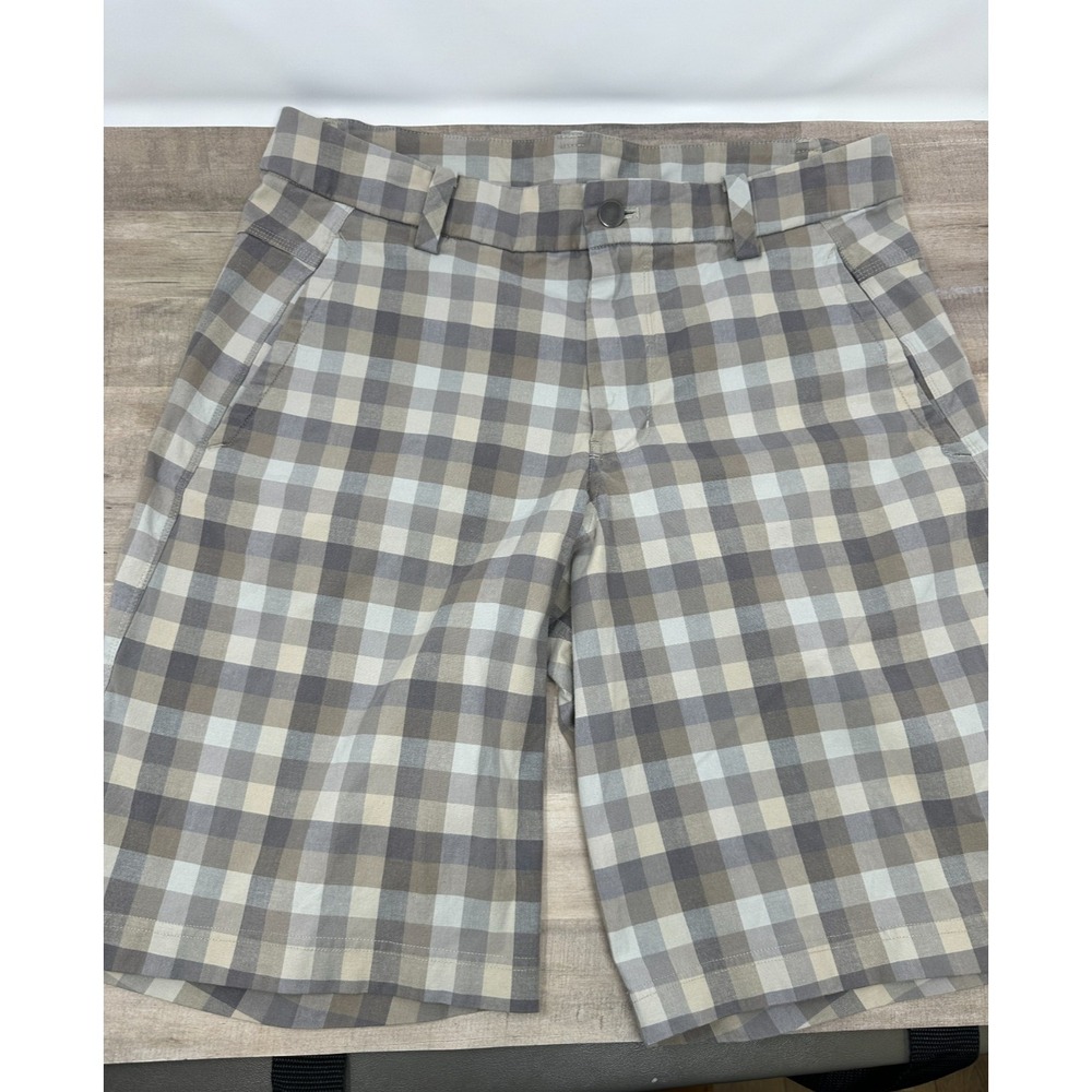Lululemon Men's‎ 34 Commission Chino Tan / Grey Plaid  Golf Casual Shorts